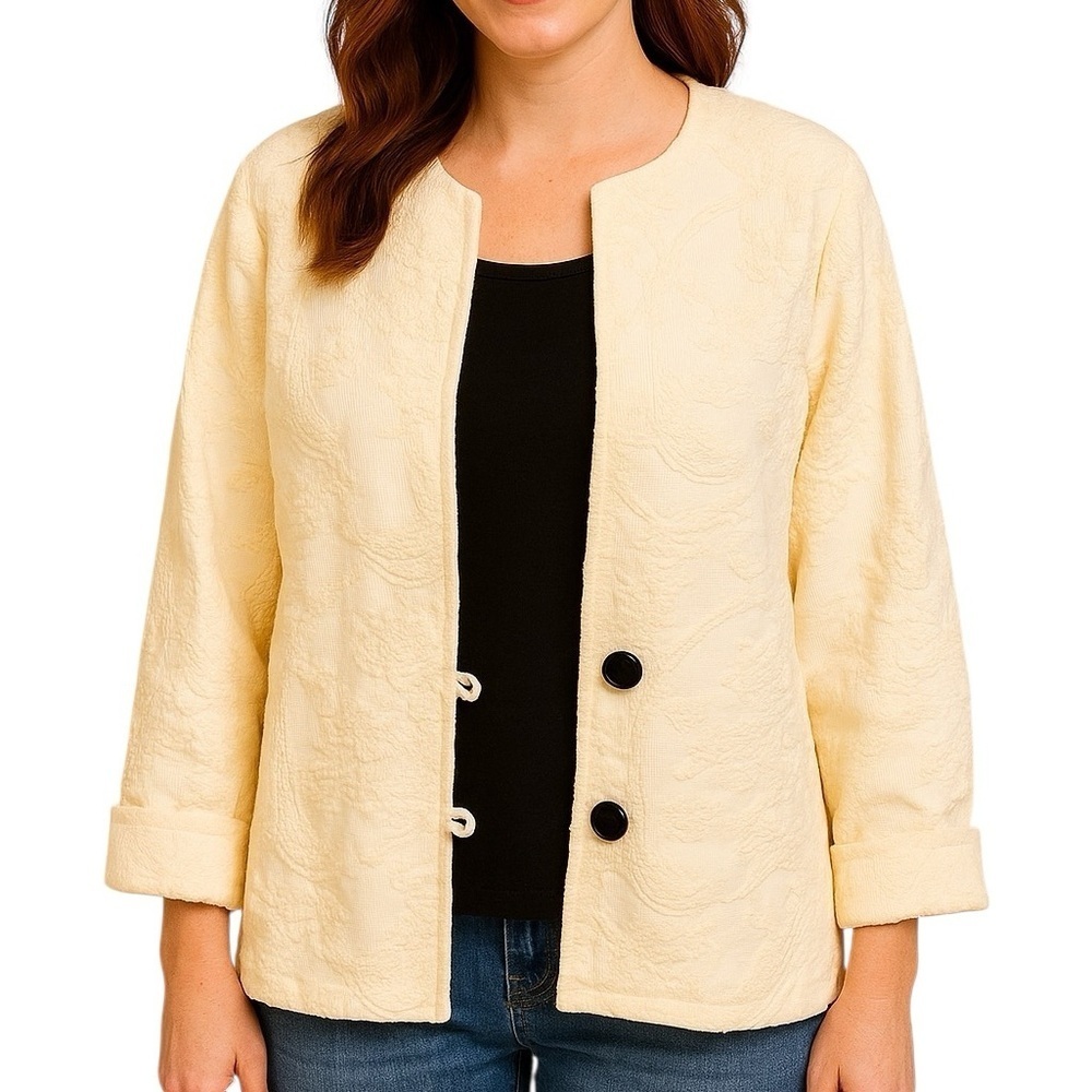 Designs by Kaaren Lee Medium Yellow Oversized Tapestry Jacket Coastal Casual